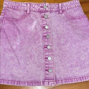 pink acid washed jean skirt